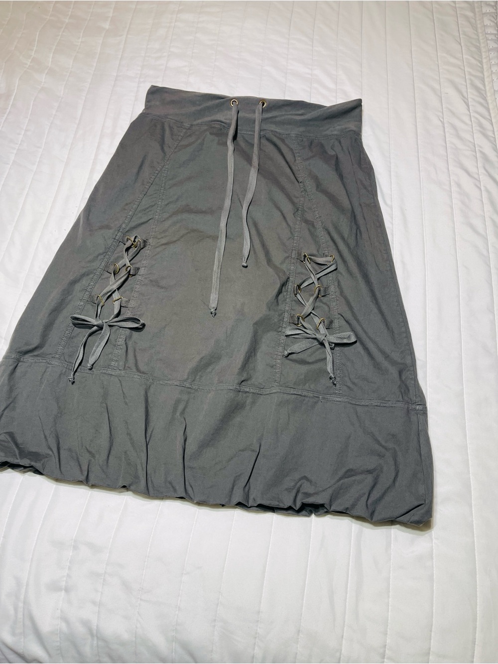 XCVI Light Gray Lace-Up Drawstring Midi Skirt - Picture 7 of 8